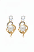 Elegant Pearl & Crystal Swirl Drop Earrings For Women