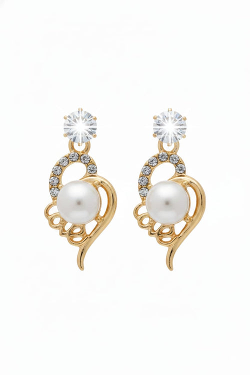 Elegant Pearl & Crystal Swirl Drop Earrings For Women