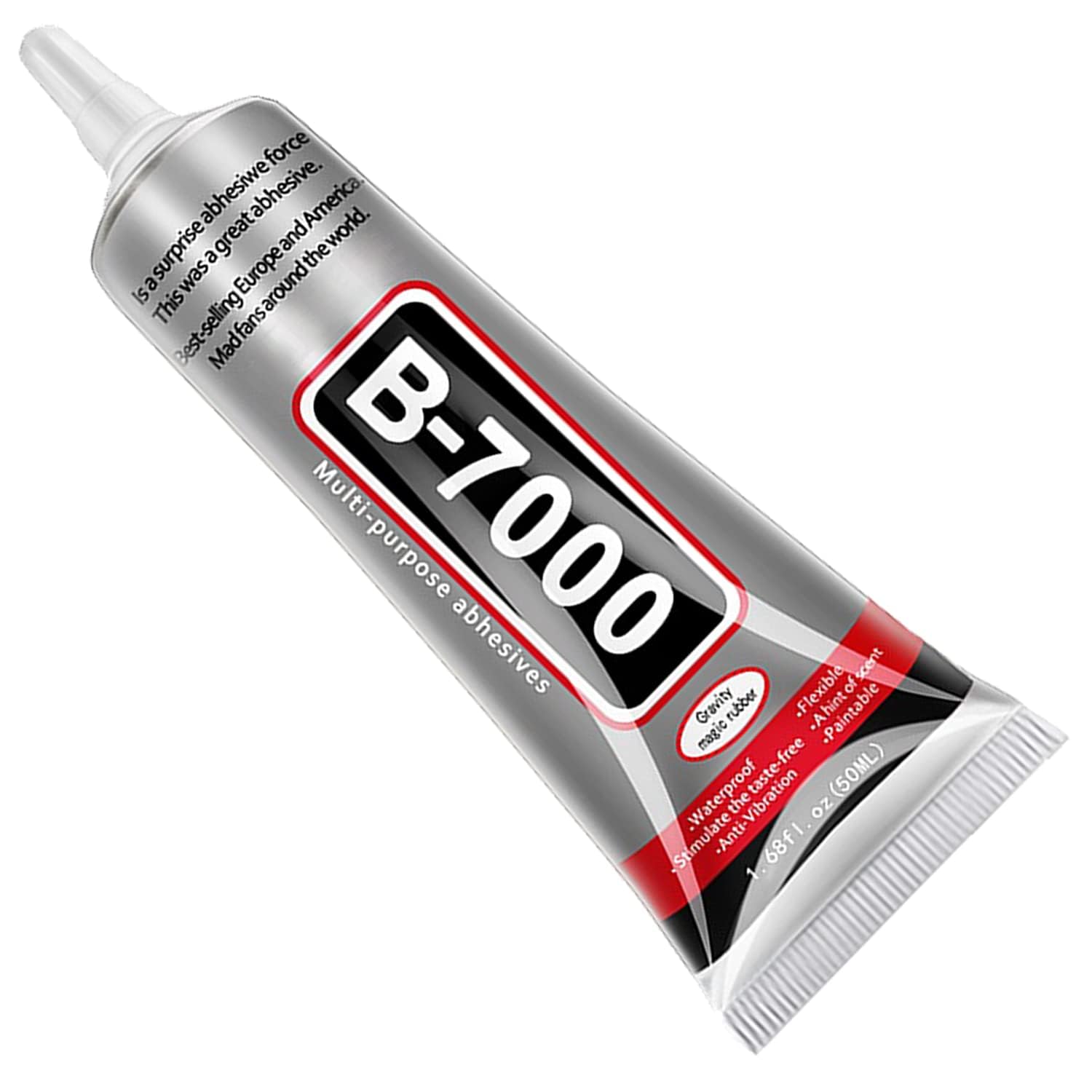 B-7000 Adhesive Glue (50ML / 1.68 fl. oz) - High Viscosity Multi-Purpose Glue for Rhinestone Crafts, Jewelry, Fabric, Screen Repair, Mobile Phones, Glass, Metal, and More