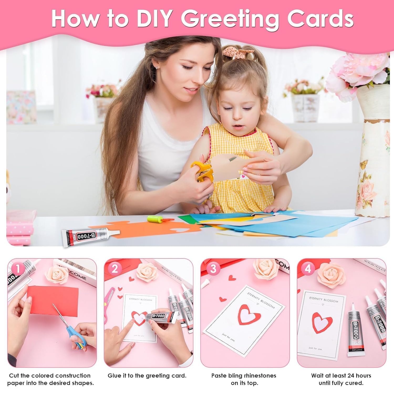 B-7000 Adhesive Glue (50ML / 1.68 fl. oz) - High Viscosity Multi-Purpose Glue for Rhinestone Crafts, Jewelry, Fabric, Screen Repair, Mobile Phones, Glass, Metal, and More