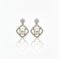 Elegant Pearl & Diamond Drop Earrings in Gold Finish | Luxury Party & Wedding Jewelry