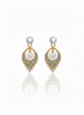 Elegant Gold Pearl & Diamond Drop Earrings